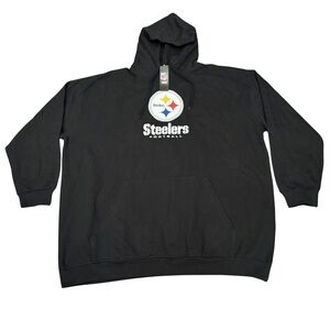 NWT Majestic Pittsburgh Steelers Football Hoodie Black 5XLT Big & Tall NFL